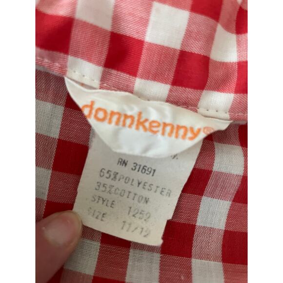 Vtg. DonnKenny Picnic Red and Cream Plaid v-Neck 70s top sz 11/12 - Picture 4 of 7